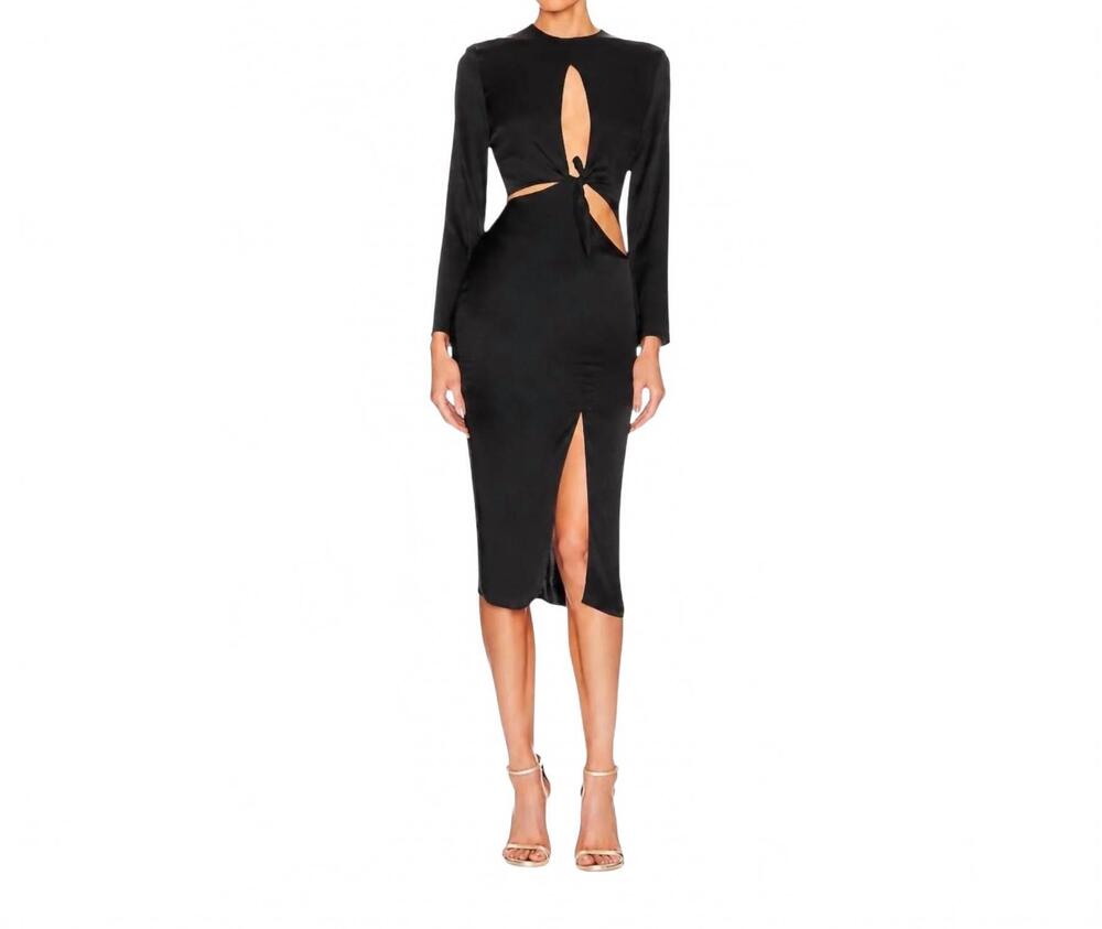 NEW MOTHER OF ALL rose silk midi dress in black